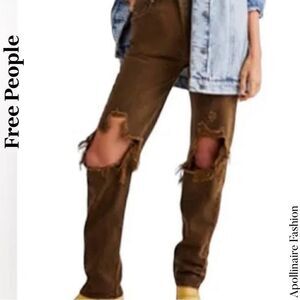 FREE PEOPLE LASSO JEANS IN BROWN SIZE 32 NWT